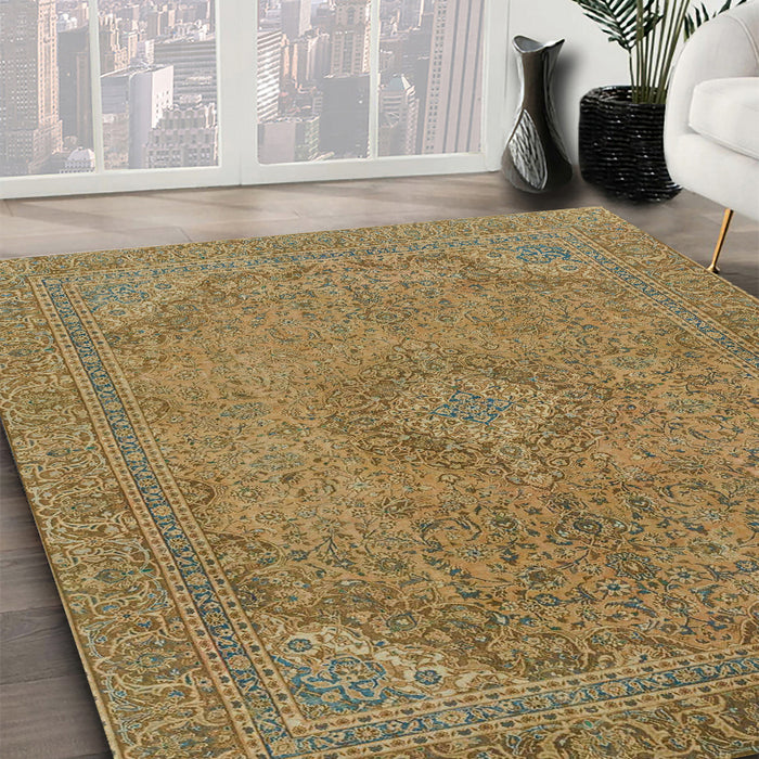 Abstract Oak Brown Modern Rug in Family Room, abs2829