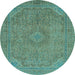 Round Abstract Light Blue Modern Rug, abs2829lblu