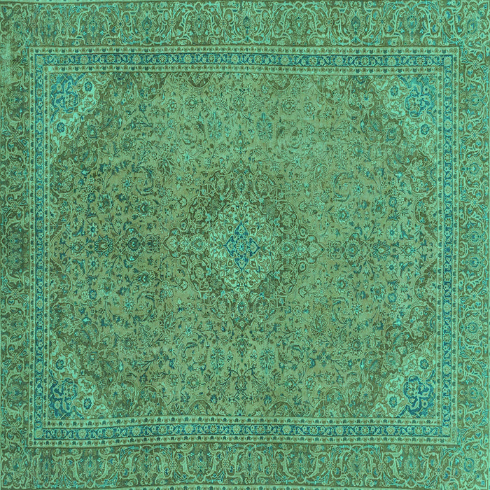 Square Machine Washable Abstract Turquoise Modern Area Rugs, wshabs2829turq