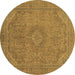 Round Abstract Brown Modern Rug, abs2829brn