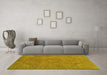 Machine Washable Abstract Yellow Modern Rug in a Living Room, wshabs2829yw