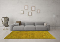 Machine Washable Abstract Yellow Modern Rug, wshabs2829yw