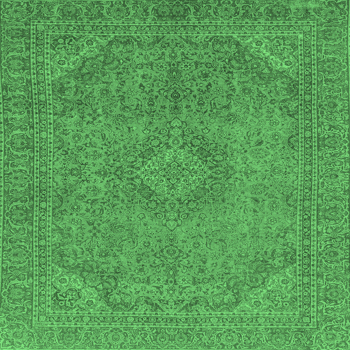 Round Abstract Emerald Green Modern Rug, abs2829emgrn