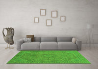 Machine Washable Abstract Green Modern Rug, wshabs2829grn