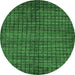 Round Machine Washable Oriental Emerald Green Modern Area Rugs, wshabs282emgrn