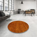 Round Machine Washable Abstract Red Rug in a Office, wshabs282