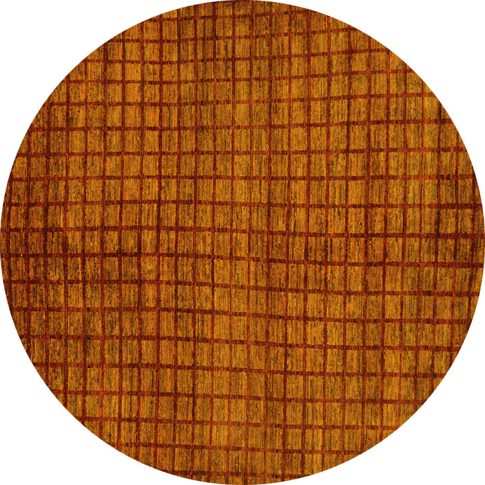Round Machine Washable Oriental Yellow Modern Rug, wshabs282yw