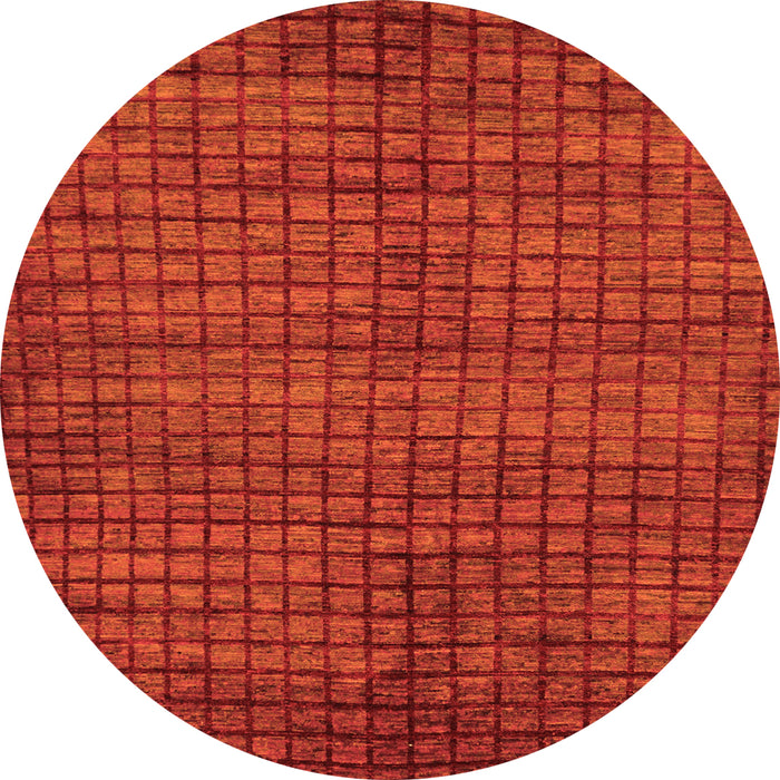 Round Machine Washable Oriental Orange Modern Area Rugs, wshabs282org
