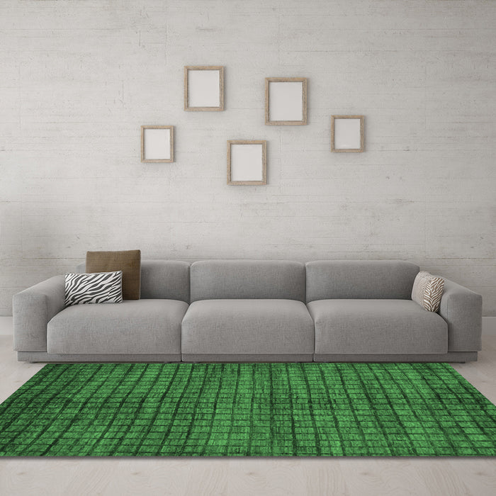 Machine Washable Oriental Emerald Green Modern Area Rugs in a Living Room,, wshabs282emgrn