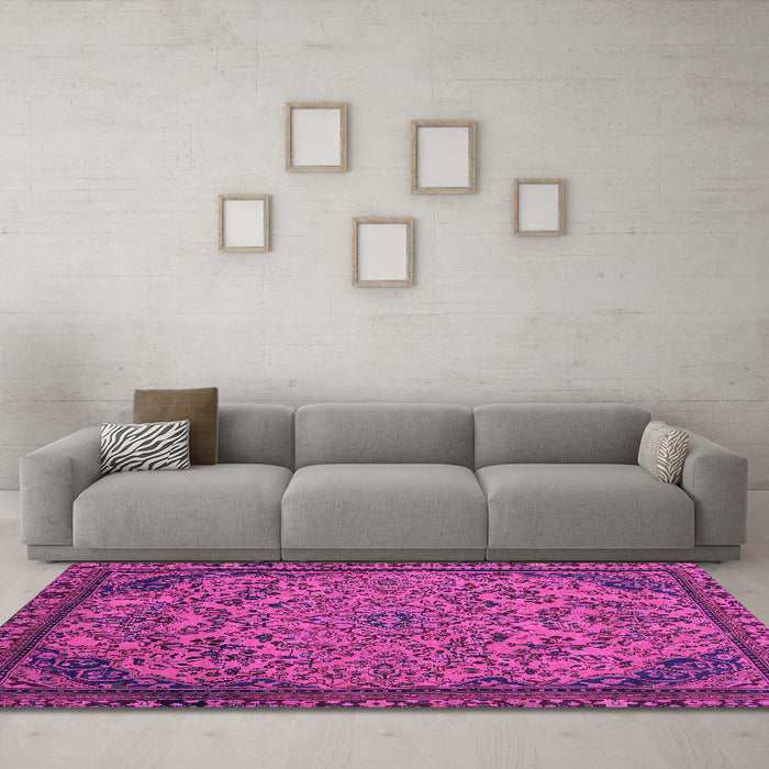 Machine Washable Abstract Pink Modern Rug in a Living Room, wshabs2830pnk