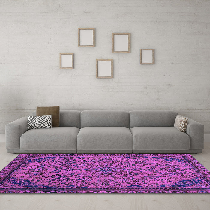 Machine Washable Abstract Purple Modern Area Rugs in a Living Room, wshabs2830pur