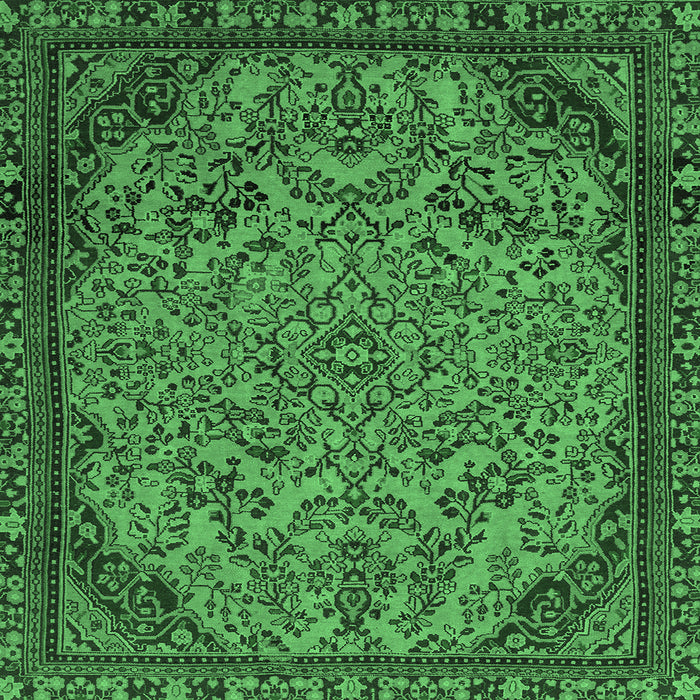Square Machine Washable Abstract Emerald Green Modern Area Rugs, wshabs2830emgrn