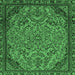 Square Machine Washable Abstract Emerald Green Modern Area Rugs, wshabs2830emgrn