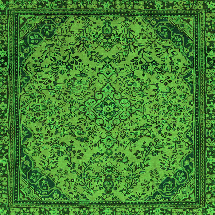 Square Machine Washable Abstract Green Modern Area Rugs, wshabs2830grn