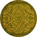 Round Machine Washable Abstract Yellow Modern Rug, wshabs2830yw