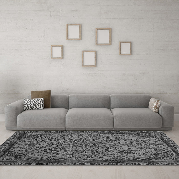 Machine Washable Abstract Gray Modern Rug in a Living Room,, wshabs2830gry