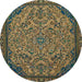 Round Machine Washable Abstract Mocha Brown Rug, wshabs2830