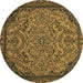 Round Abstract Brown Modern Rug, abs2830brn