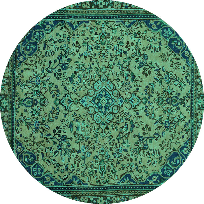 Round Abstract Turquoise Modern Rug, abs2830turq