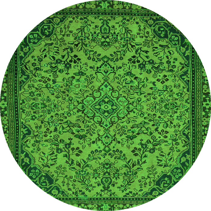 Round Machine Washable Abstract Green Modern Area Rugs, wshabs2830grn