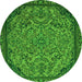 Round Machine Washable Abstract Green Modern Area Rugs, wshabs2830grn