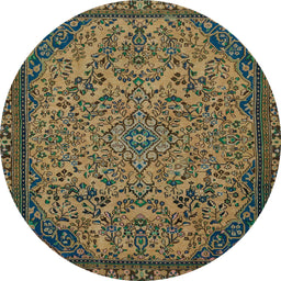 Round Abstract Mocha Brown Modern Rug, abs2830