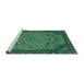 Sideview of Machine Washable Abstract Turquoise Modern Area Rugs, wshabs2830turq