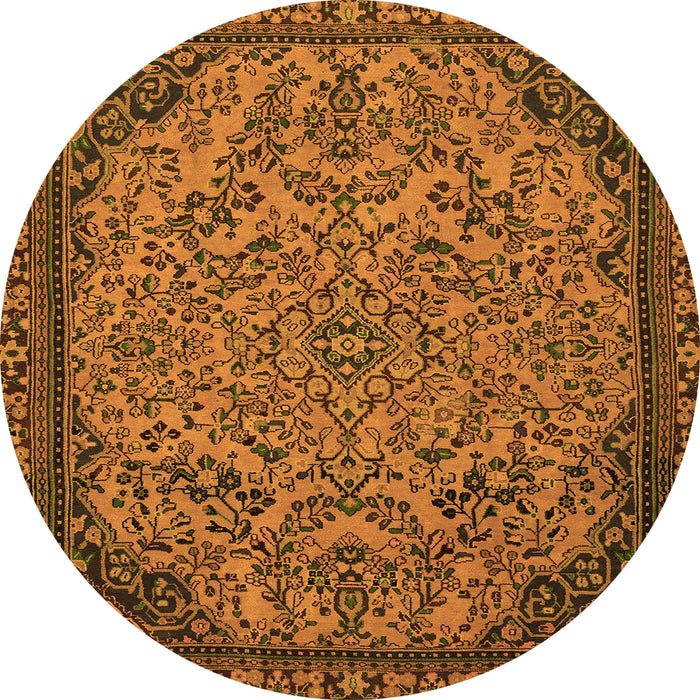 Round Abstract Orange Modern Rug, abs2830org