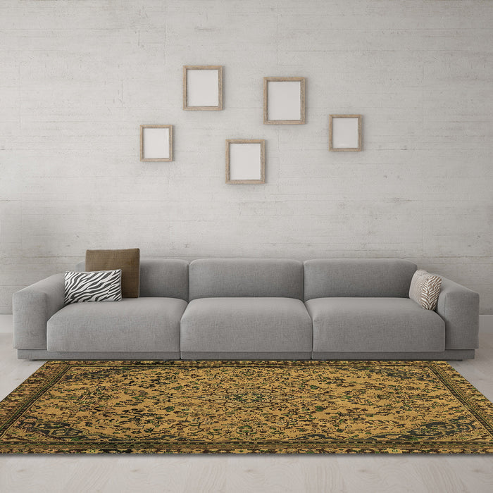 Machine Washable Abstract Brown Modern Rug in a Living Room,, wshabs2830brn