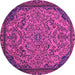 Round Machine Washable Abstract Pink Modern Rug, wshabs2830pnk