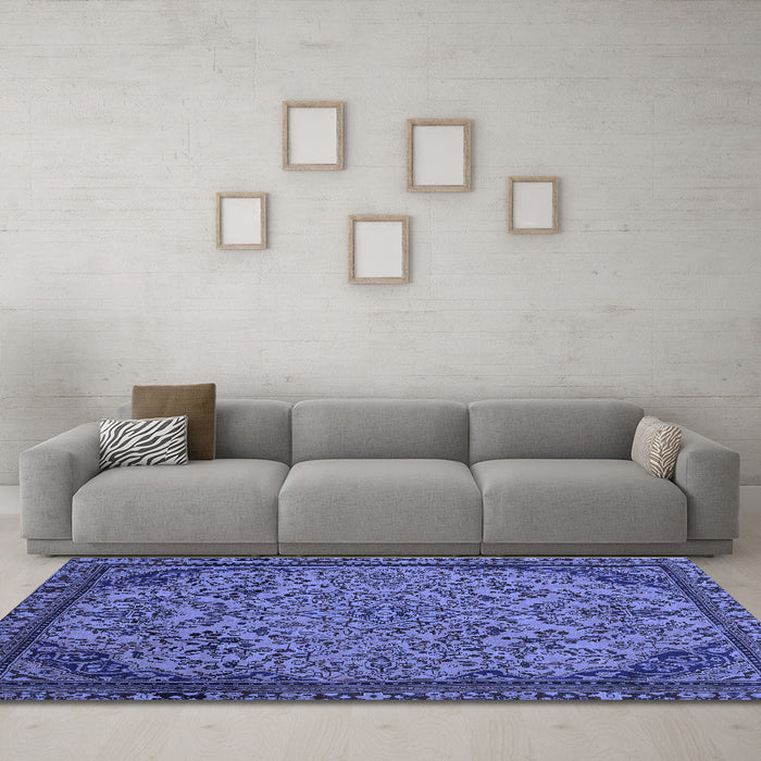 Machine Washable Abstract Blue Modern Rug in a Living Room, wshabs2830blu