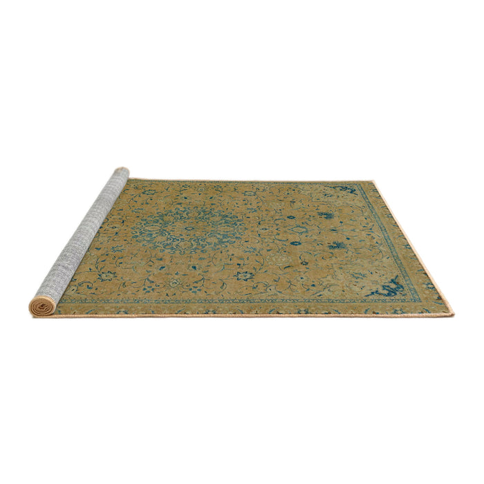 Sideview of Machine Washable Abstract Caramel Brown Rug, wshabs2831