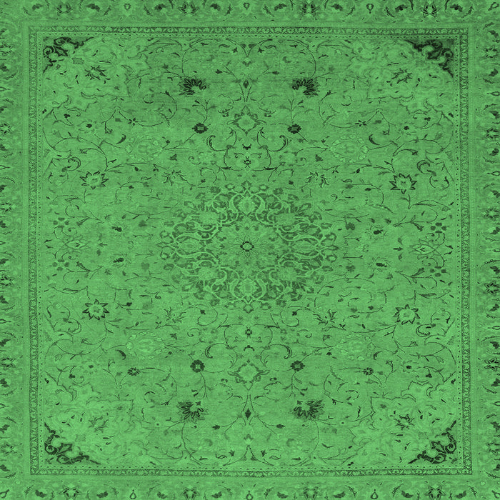 Square Machine Washable Abstract Emerald Green Modern Area Rugs, wshabs2831emgrn