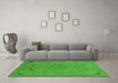 Machine Washable Abstract Green Modern Area Rugs in a Living Room,, wshabs2831grn