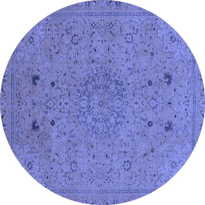 Round Machine Washable Abstract Blue Modern Rug, wshabs2831blu