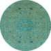 Round Abstract Light Blue Modern Rug, abs2831lblu