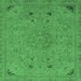 Square Abstract Emerald Green Modern Rug, abs2831emgrn