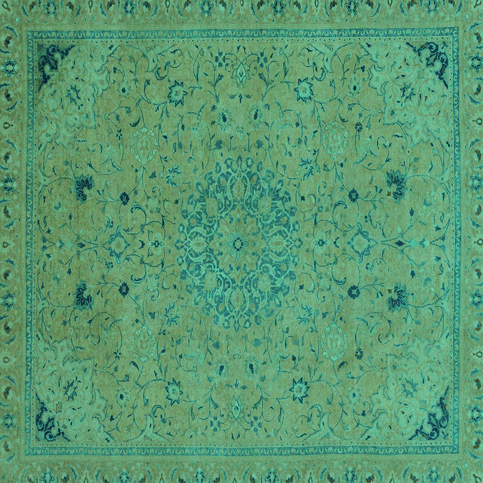 Square Machine Washable Abstract Turquoise Modern Area Rugs, wshabs2831turq