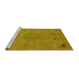 Sideview of Machine Washable Abstract Yellow Modern Rug, wshabs2831yw