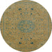 Round Abstract Caramel Brown Modern Rug, abs2831