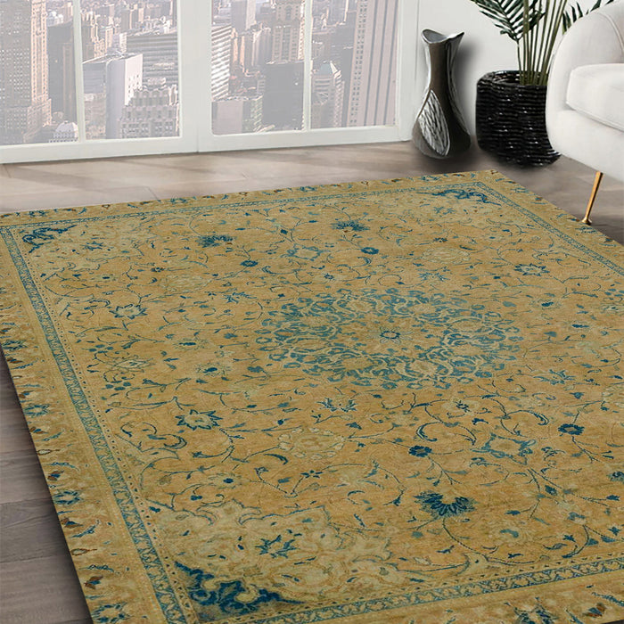 Abstract Caramel Brown Modern Rug in Family Room, abs2831