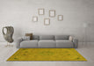 Machine Washable Abstract Yellow Modern Rug in a Living Room, wshabs2831yw