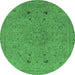 Round Abstract Emerald Green Modern Rug, abs2831emgrn