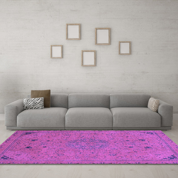 Machine Washable Abstract Purple Modern Area Rugs in a Living Room, wshabs2831pur