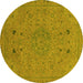 Round Machine Washable Abstract Yellow Modern Rug, wshabs2831yw