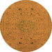 Round Machine Washable Abstract Orange Modern Area Rugs, wshabs2831org