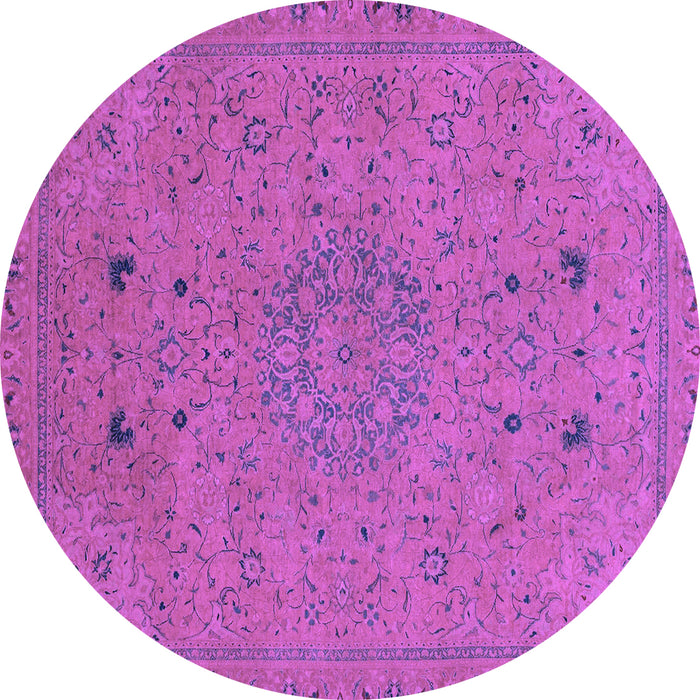 Round Machine Washable Abstract Purple Modern Area Rugs, wshabs2831pur