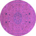 Round Machine Washable Abstract Purple Modern Area Rugs, wshabs2831pur