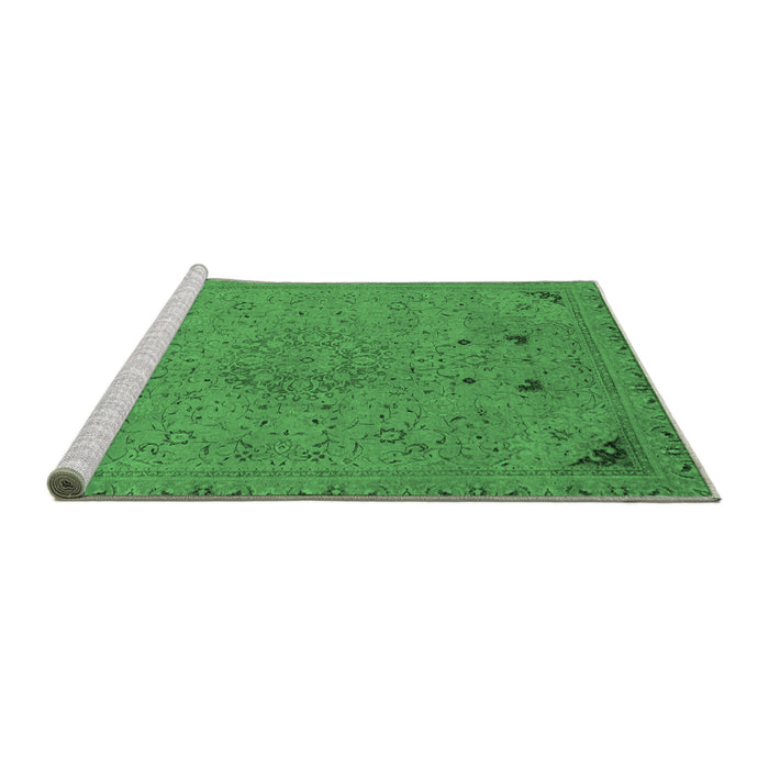 Sideview of Machine Washable Abstract Emerald Green Modern Area Rugs, wshabs2831emgrn