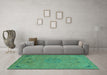 Machine Washable Abstract Turquoise Modern Area Rugs in a Living Room,, wshabs2831turq